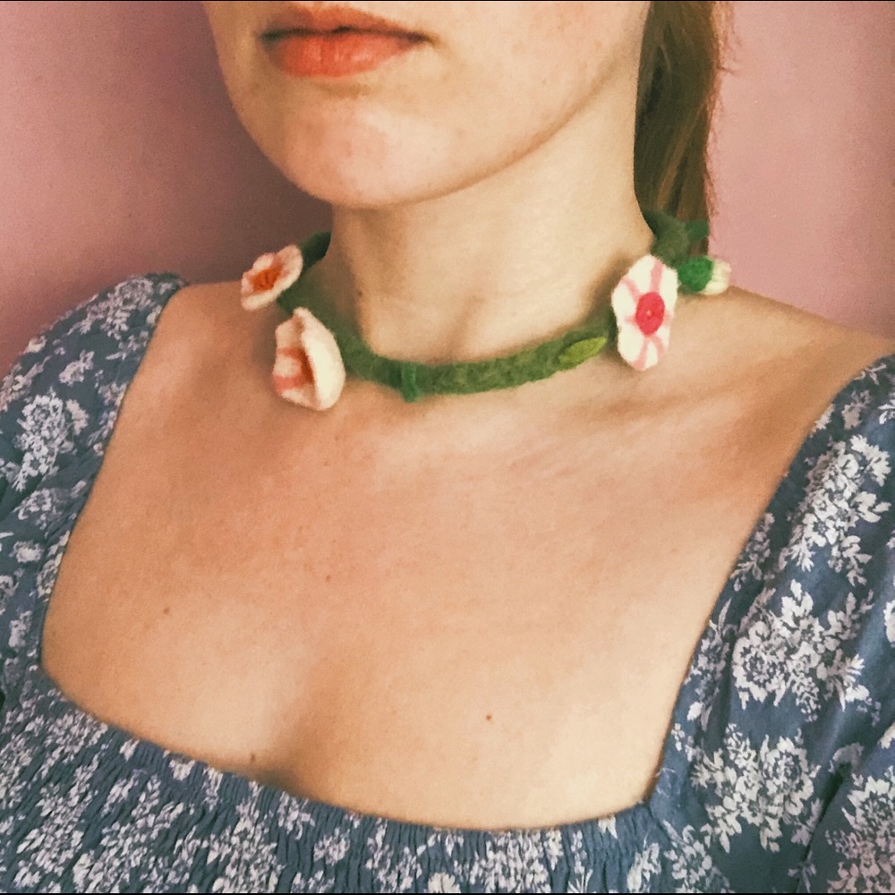 Cottagecore Felt Flower Necklace